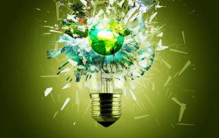World Breaks through a light bulb